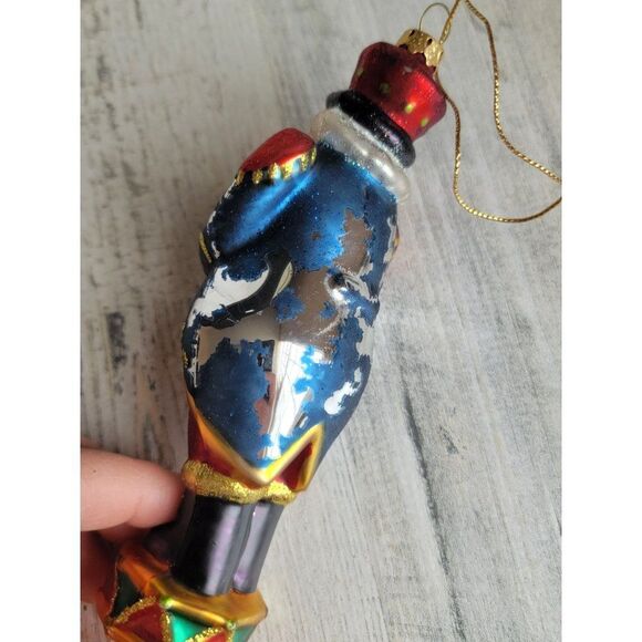 Blown glass AS IS Santa Claus Nutcracker tree glitter ornament Xmas - Picture 10 of 13